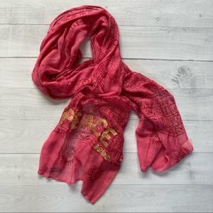 bebe Hot Pink Peace Yoga Scarf